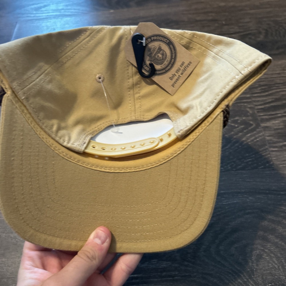 Smokey Bear Official Licensed Rope Hat 1944 Always Be Careful Tan Adjustable Cap - Picture 2 of 4
